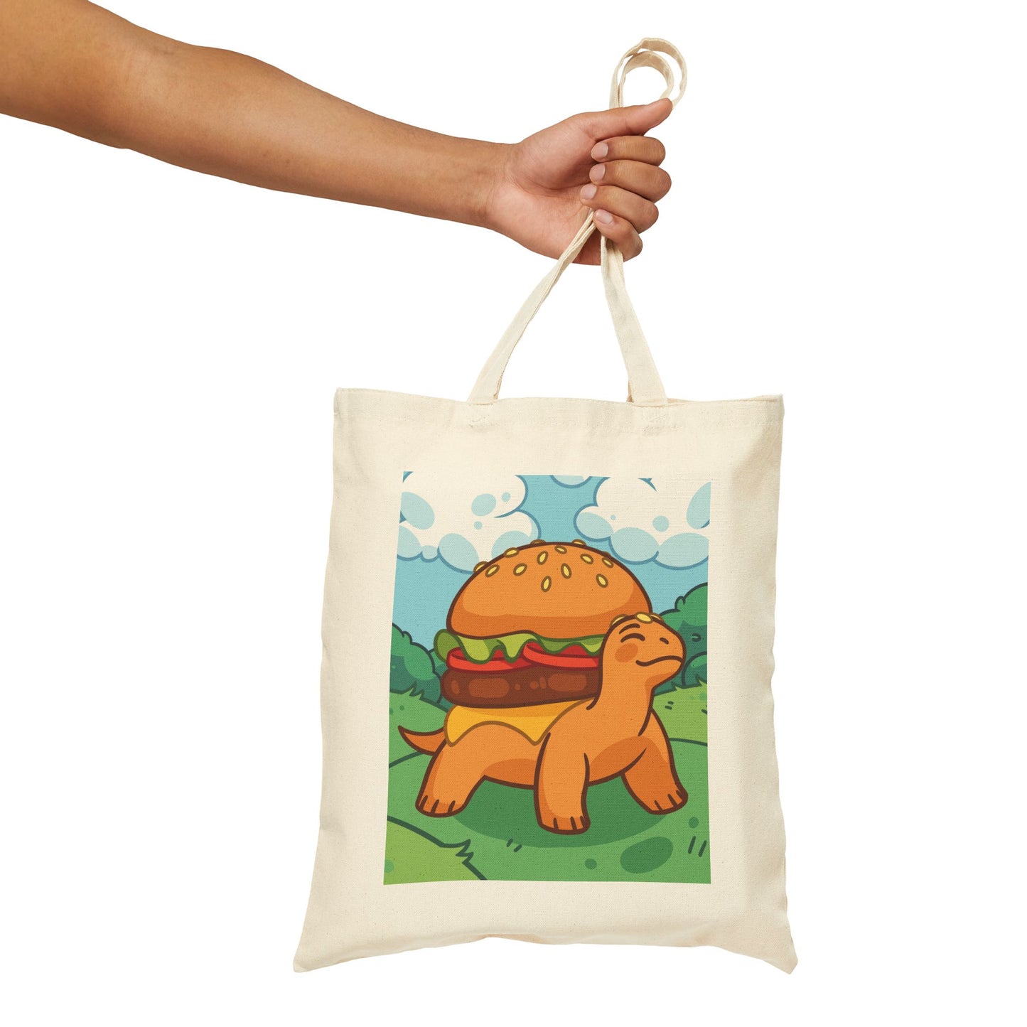 Cute Burger-Turtle Cotton Canvas Tote Bag