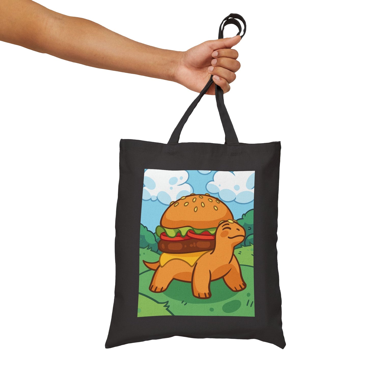 Cute Burger-Turtle Cotton Canvas Tote Bag
