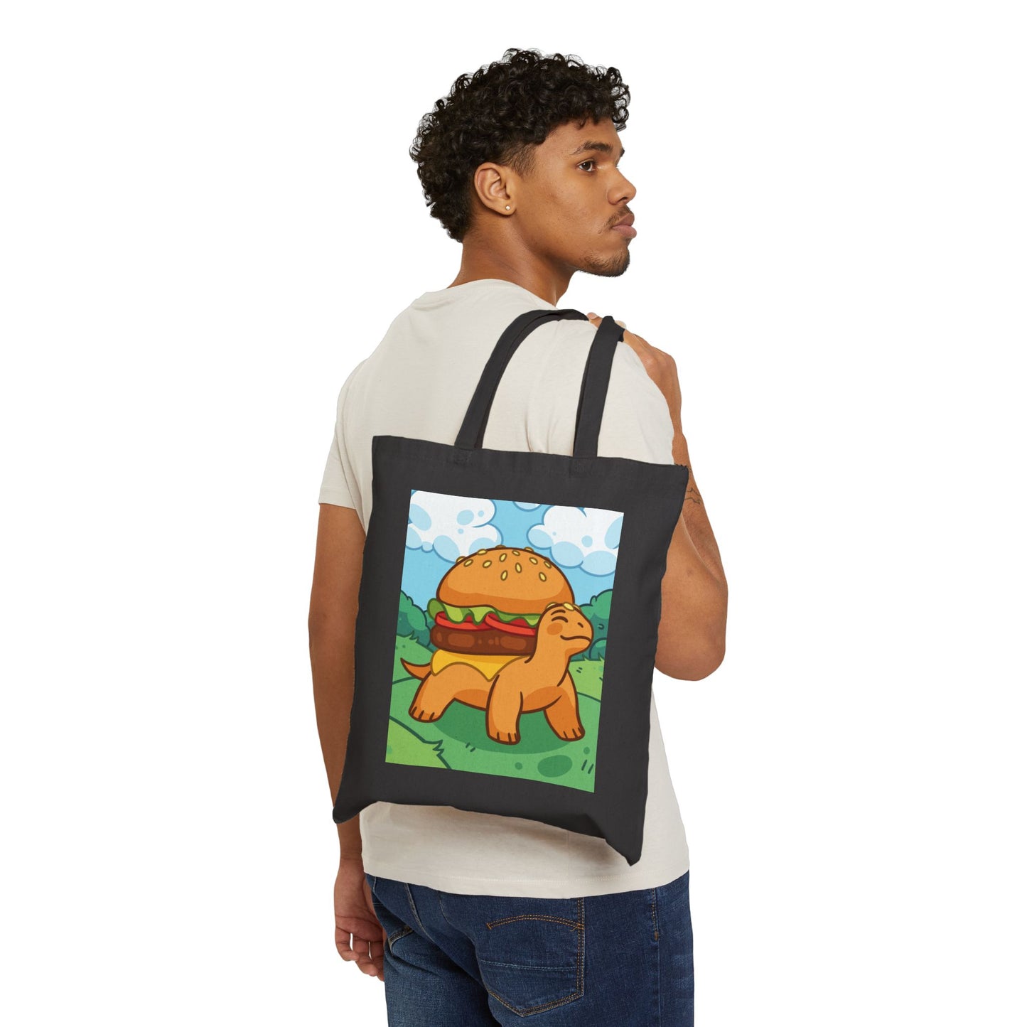Cute Burger-Turtle Cotton Canvas Tote Bag