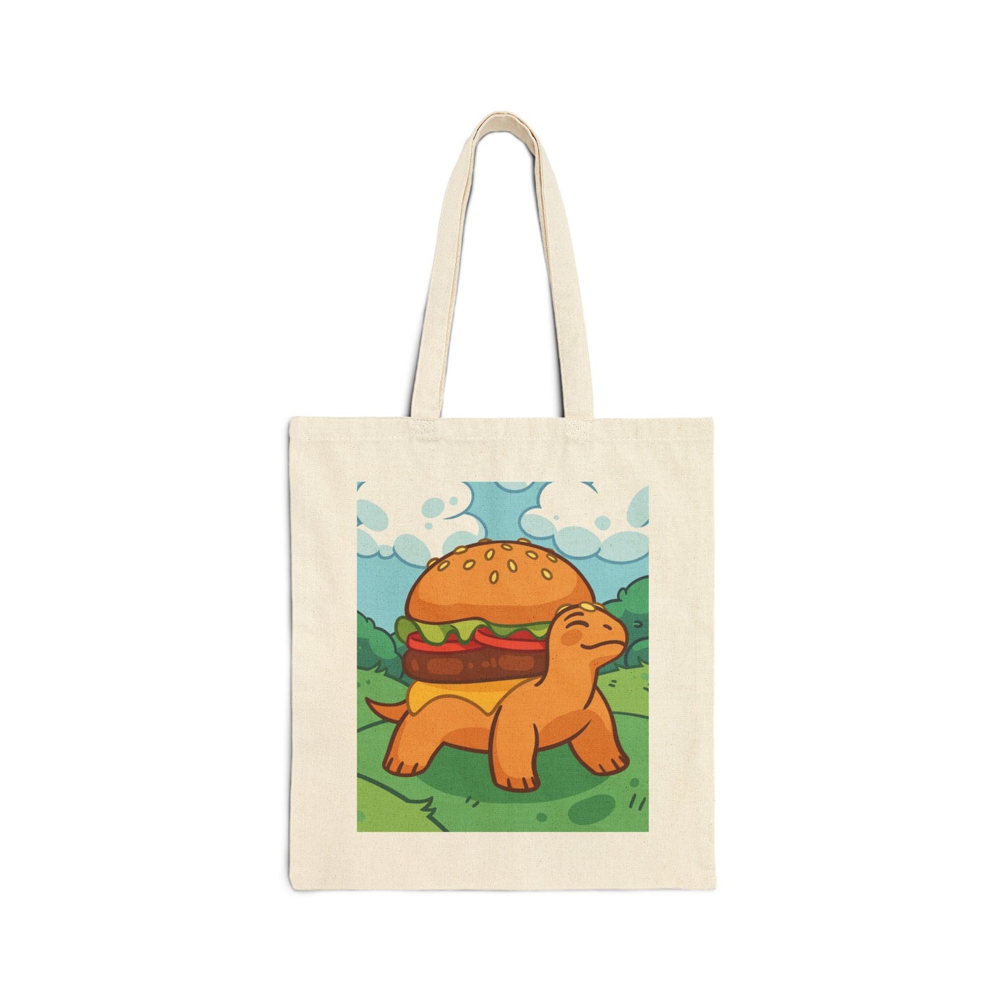 Cute Burger-Turtle Cotton Canvas Tote Bag