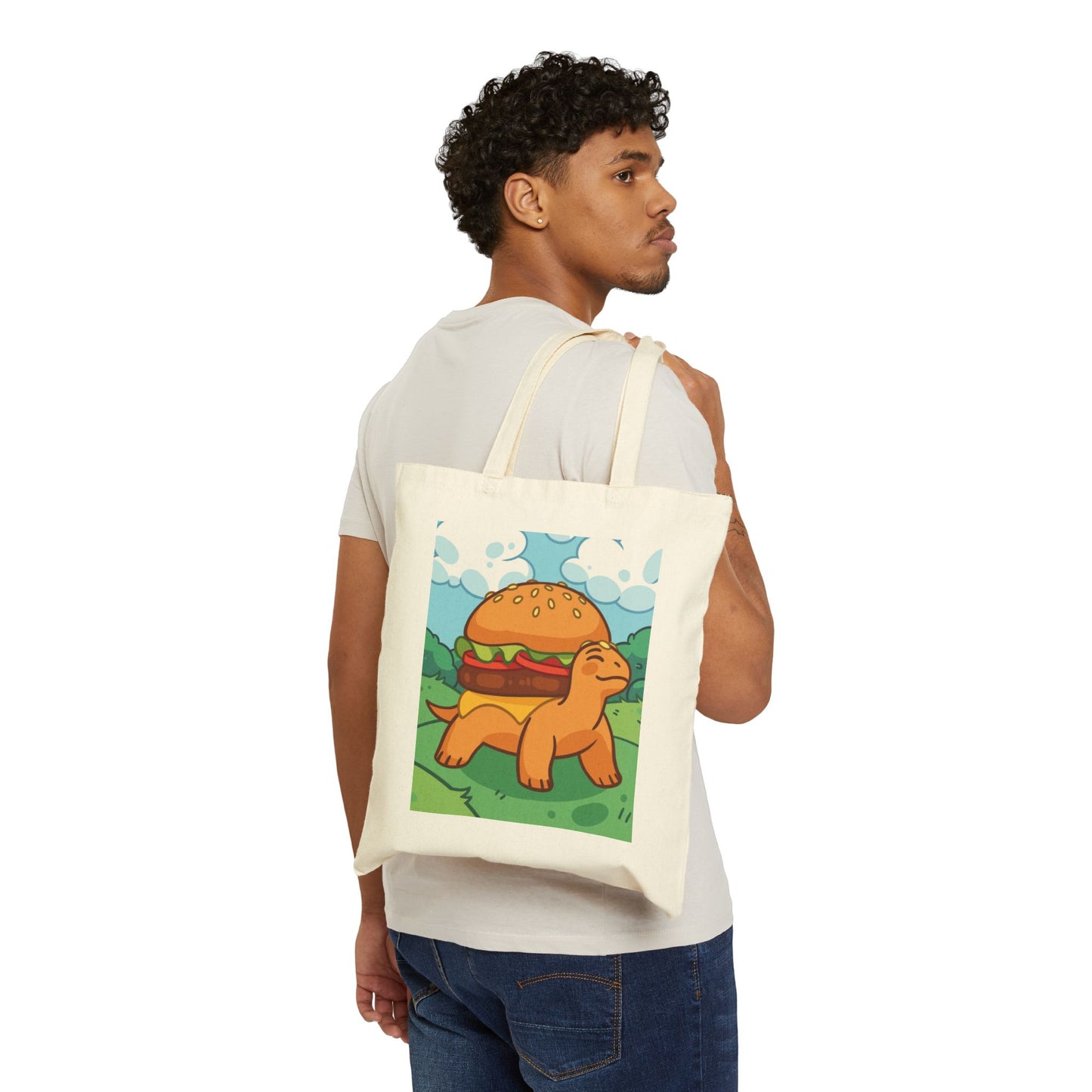 Cute Burger-Turtle Cotton Canvas Tote Bag